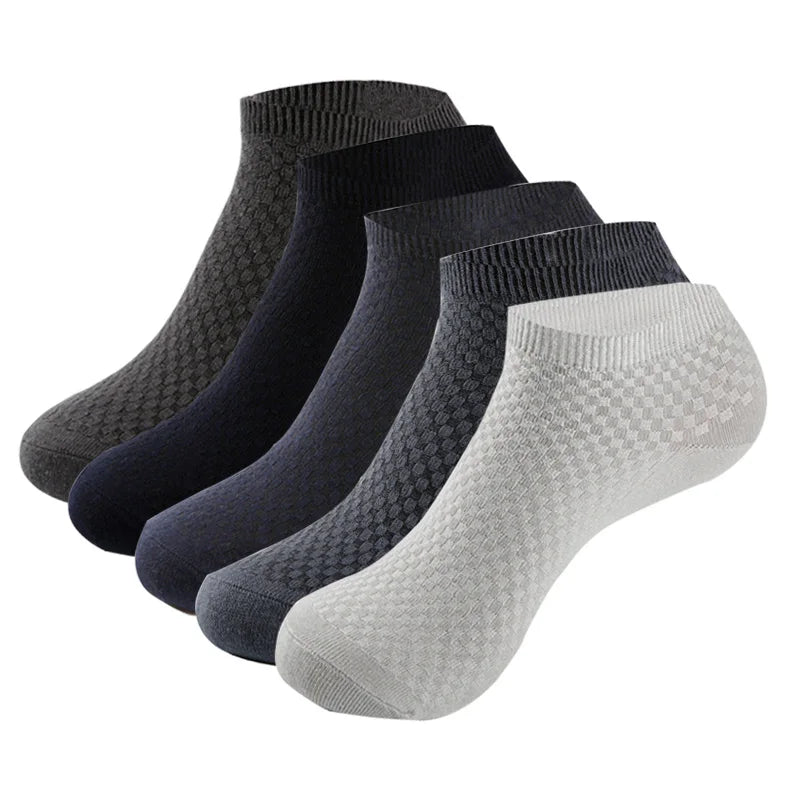 5Pairs/Lot Men's Bamboo Fiber Socks Business Short Breathable Ankle Socks Male Sock High Quality Large Size EU39-48