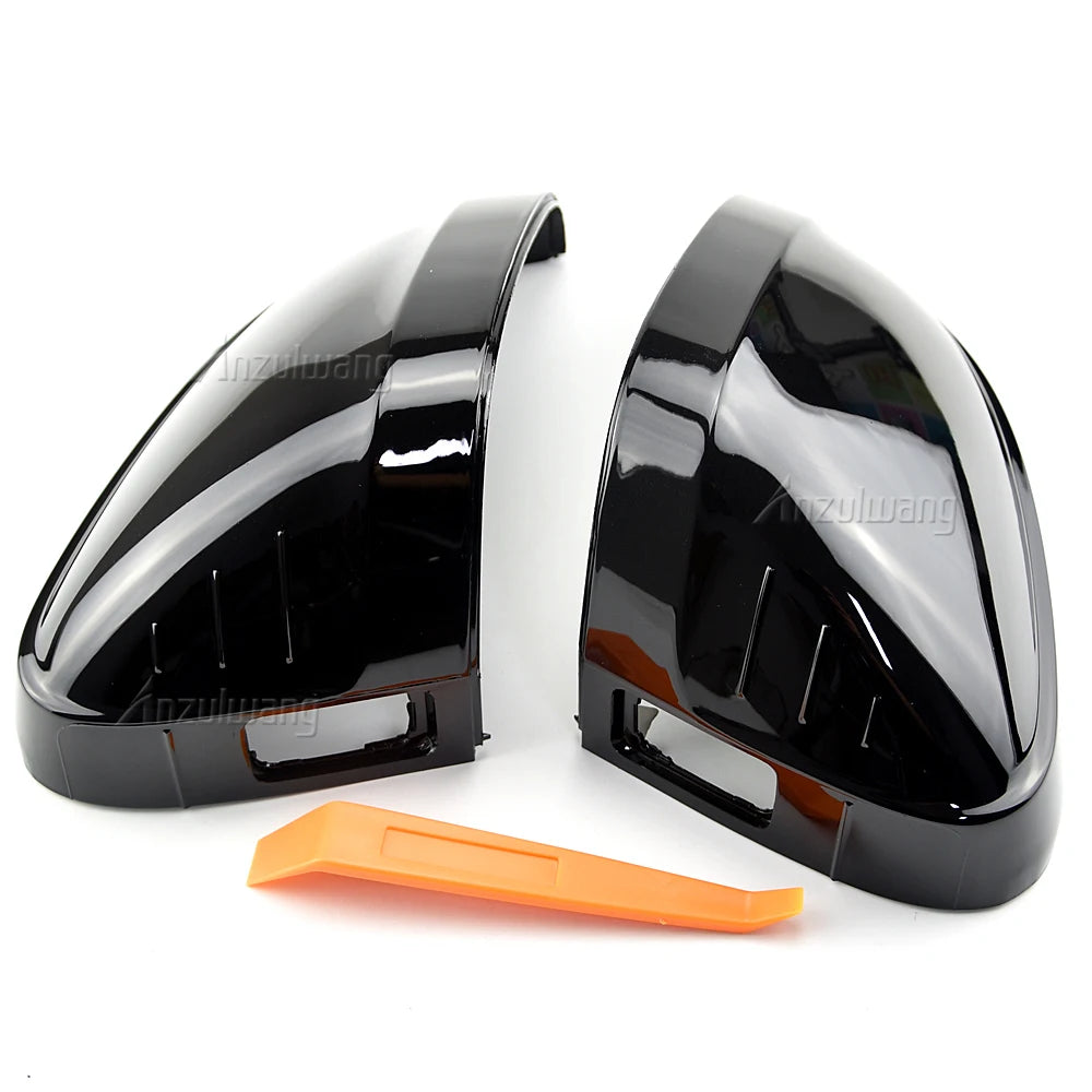 2pcs Glossy Black Side Rear View Rearview Mirror Replace Cap Cover For Audi A4 S4 RS4 B9 2016 -2020 A5 S5 RS5 8W6 Car Styling