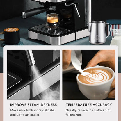 HiBREW Coffee Machine Cafetera 20 Bar Espresso Inox Semi Automatic Expresso Cappuccino Hot Water Steam Temperature Display H5