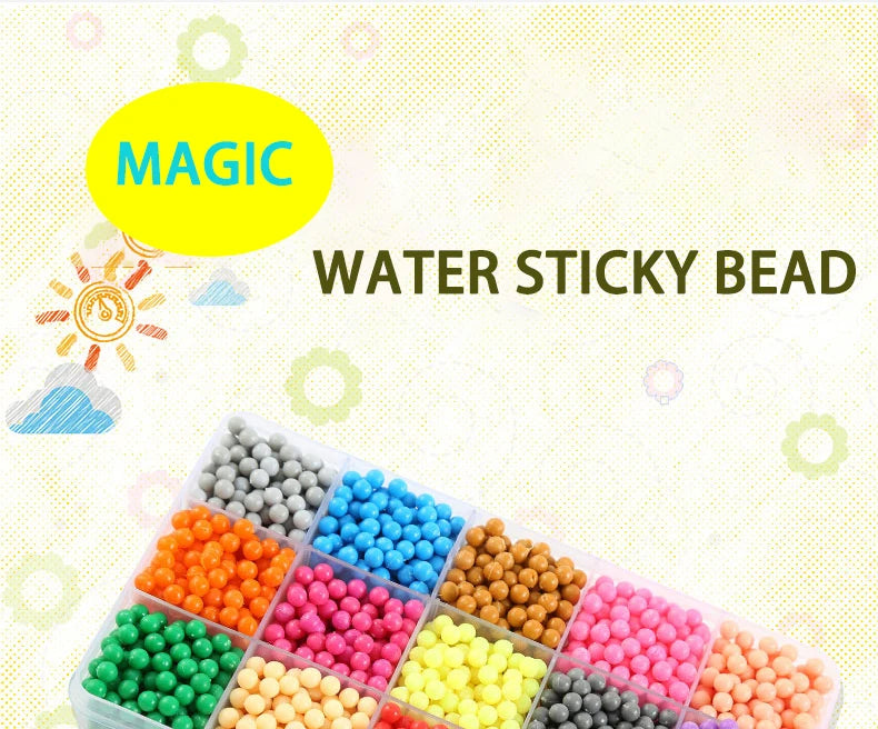 Handmade Magic Water Fuse Beads Creative Beads DIY Art Crafts Toys Magic Water Sticky Beads Sensory Toys Set with Accessories