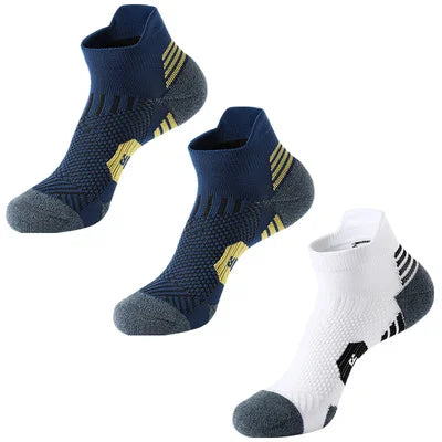 3Pairs Professional Sports Fitness Socks Towel Bottom Non-Slip Running Sock Men Women Short Quick-Drying Basketball Training Sox