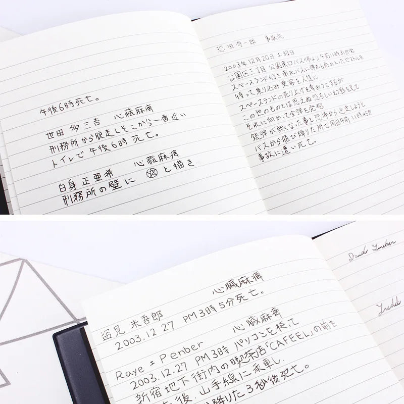 A5 Anime Death Note Notebook Set Leather Journal and Necklace Feather Pen Animation Art Writing Journal Death Note Notepad