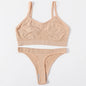 Women Seamless Bra And Panties Set Wire Free Bralette High Leg Cut Thongs Comfort Ribbed Unlined Underwear Sexy Lingerie Set