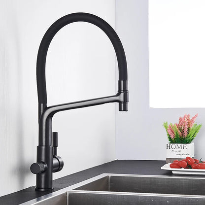 Rozin Purification Kitchen Faucets Black Pull Out Kitchen Water Filter Tap 3 Way Mixer torneira para cozinha de parede Crane