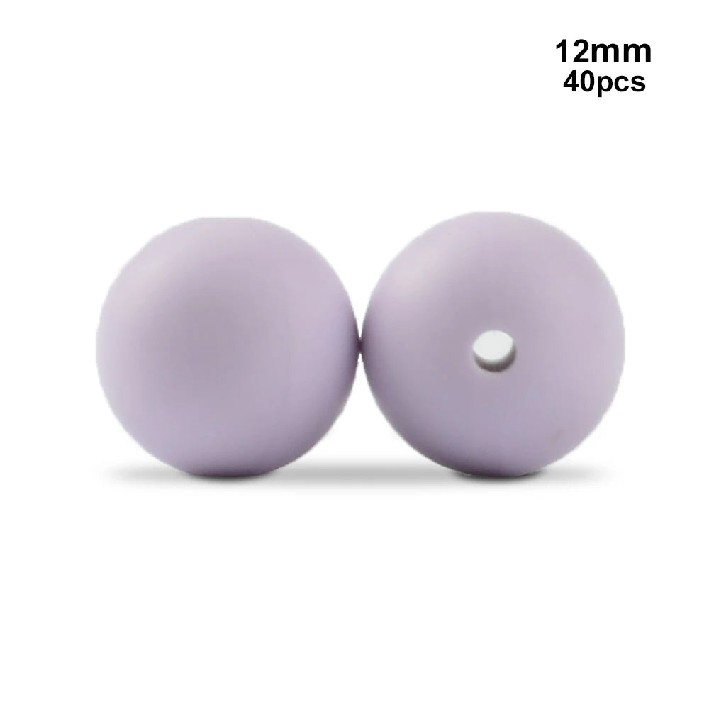 LOFCA 40pcs 12mm Silicone Beads Teething Chew Beads Food Grade Teether Necklace BPA Free Diy Jewelry Baby Teether Toy Pacifier