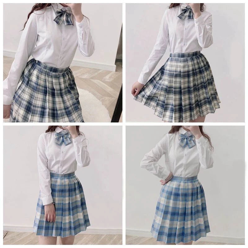 JMPRS Plaid Women Pleated Skirt Bow Knot Summer High Waist Preppy Girls Dance Mini Skirt Cute A Line Harajuku Sexy Japan Faldas