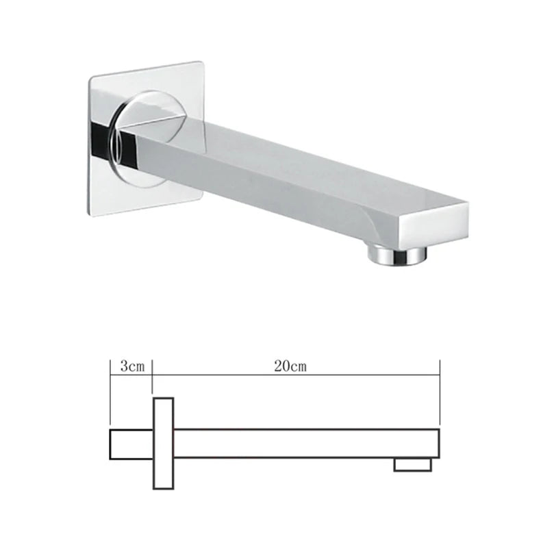 BECOLA Wall Mounted Faucet Spout Square and Round Brass Chrome/Black Spouts Waterfall Shower Faucet Accessories