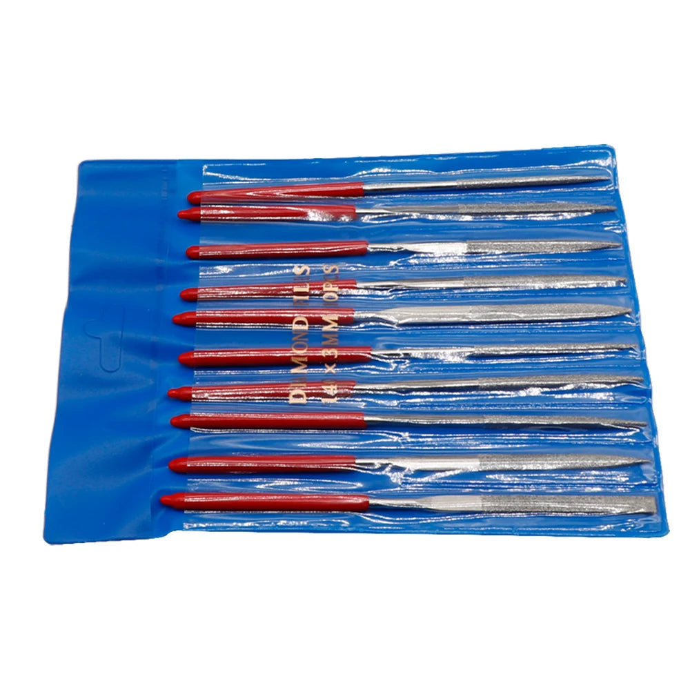 140mm 10PCS Diamond Mini Needle File Set Hand Tools for Ceramic Glass Gem Stone Hobbies and Crafts 3D Print Model Polish