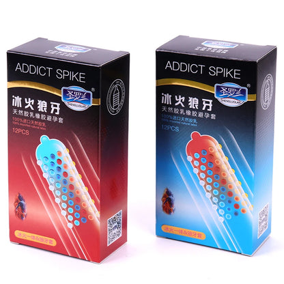 10/12PCS Erotic Condom Ice and Hot Feeling Big Particles Spikes Condom G Point Stimulation Sexshop Contraception for Men Sex Toy