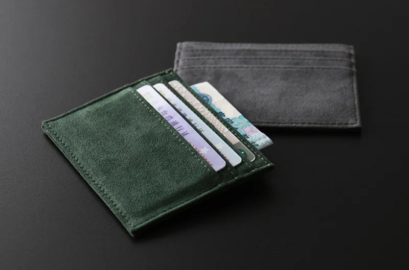 YMW ALCANTARA Card Holder Women & Man Turn fur Luxury Artificial Leather Slim Card Mini Wallet Small Thin Card Package