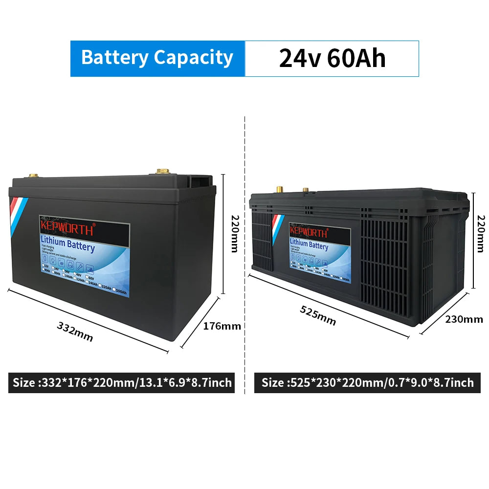 12V/24V LiFePO4 Battery with BMS - 30/50/100/120/135/300Ah for Golf Cart, Solar, RV, EV - Long Lifespan