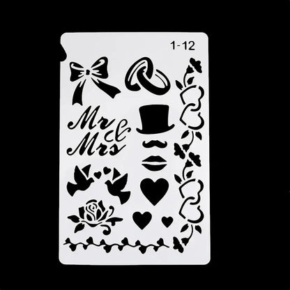 12 Design DIY Painting Template Wall Stencil Airbrush Scrapbook Coloring Embossing Album Diary Journal Drawing Copy Templates