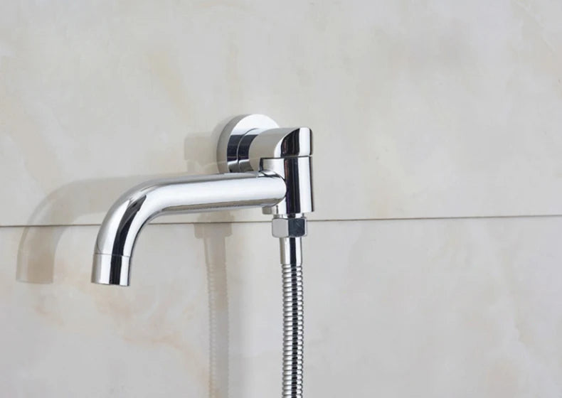 BECOLA Wall Mounted Faucet Spout Square and Round Brass Chrome/Black Spouts Waterfall Shower Faucet Accessories