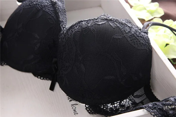 European Style Sexy Bra Set Women Cotton Underwear Sexy Lace Panties Female Push Up Brassiere Fashion Solid Color Lingerie Set
