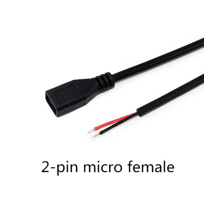 1/2/5Pcs 2Pin 4Pin Micro USB Charger Connector USB 2.0 Type A Male Female Power Supply Extension Cable Wire DIY Data Line
