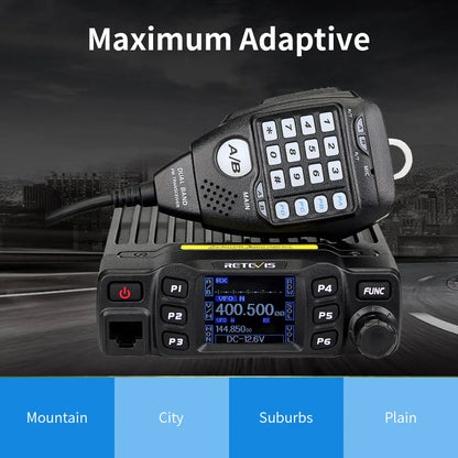 Retevis RT95 Mobile Ham Radio Two-way Car Radio VHF UHF Dual Band Mobile Radio Station Transceiver Base Station for Camping