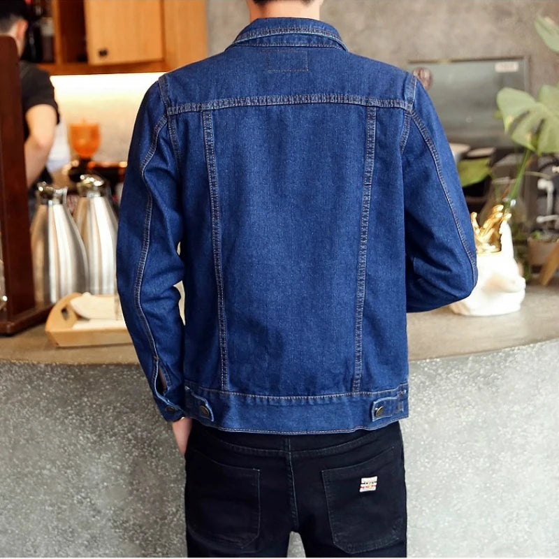 Hot 2026 Fashion Mens Denim Jackets Slim Fit Mens Jeans Jacket Cotton Outwear Coat Long Sleeve Hole Male Clothing Size M-4XL
