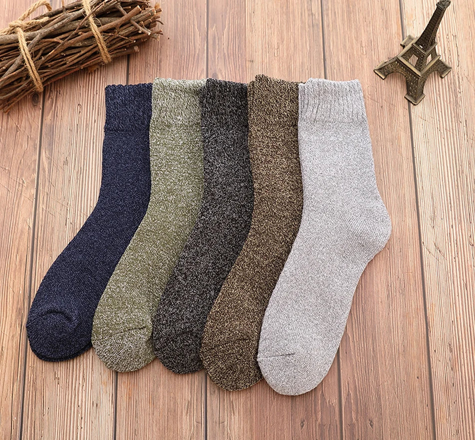 5 Pairs Thicken Socks Men High Quality Towel Keep Warm Winter Socks Cotton Christmas Gift Socks For Man Thermal Size 38-45