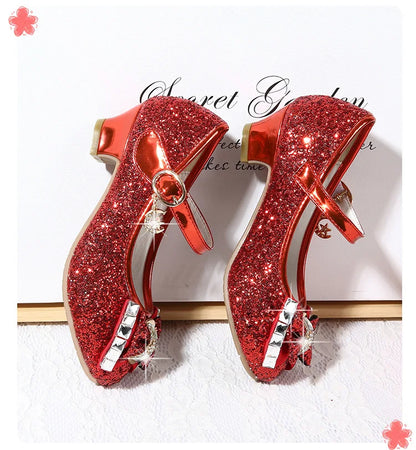 Princess Girls Party Shoes Children Sandals Colorful Sequins High Heels Shoes Girls Sandals Peep Toe Summer Kids Shoes CSH813