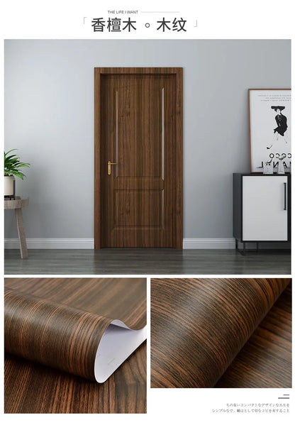 90x210cm/30X500cm Grey Wood Grain Wallpaper On The Door Adhesive  Furniture Refurbish Sticker Home Decor Wall Decal Door Sticker
