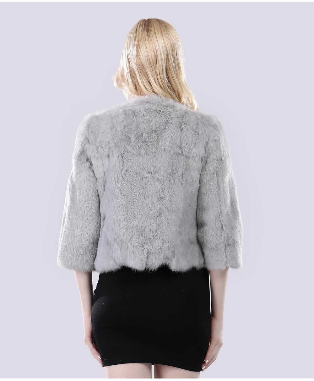 Hot Sale Girl Real Rabbit Fur Coat Women Real Rabbit Fur Jacket Genuine Real Rabbit Fur Outerwear Casual Short Real Fur Coats