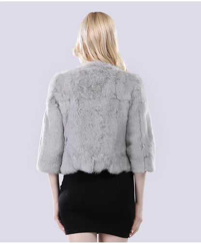 Hot Sale Girl Real Rabbit Fur Coat Women Real Rabbit Fur Jacket Genuine Real Rabbit Fur Outerwear Casual Short Real Fur Coats