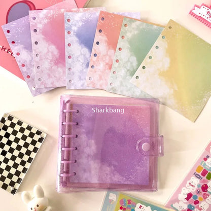 Sharkbang A7 Square Loose Leaf Diary Notebook Glitter Journals Agenda Planner PVC Binder Goo Card Book Gift Set Stationery