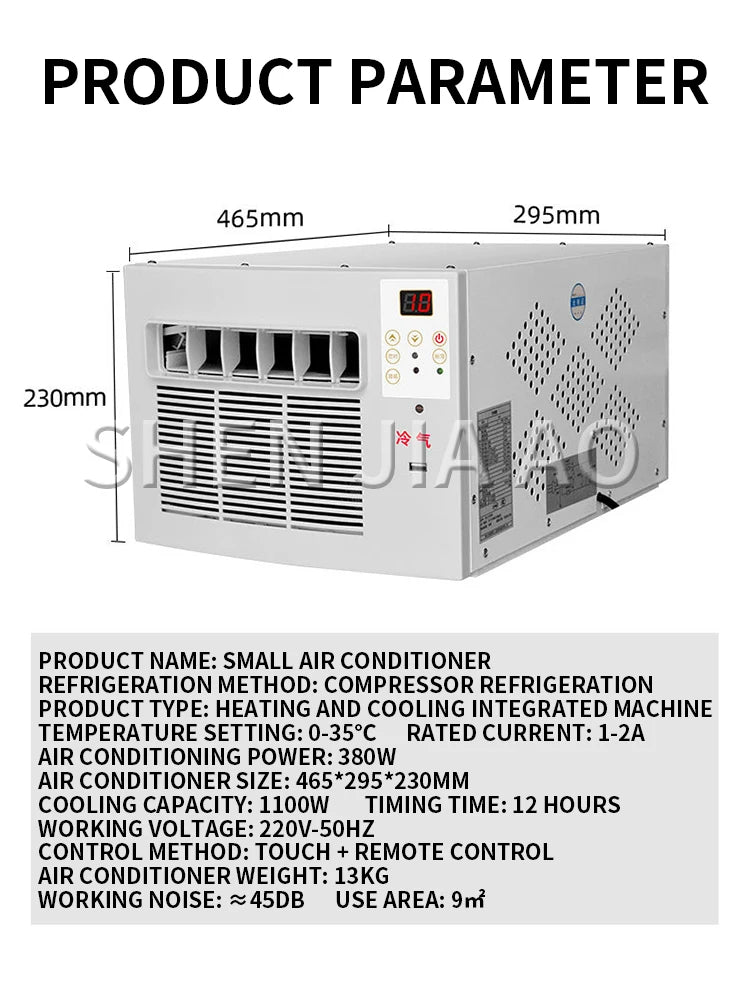 220V Mobile Small Air Conditioner 7m²Space Drainage-free Remote Control Power Saving Mini Cooling Heating Air Refrigerator 400W