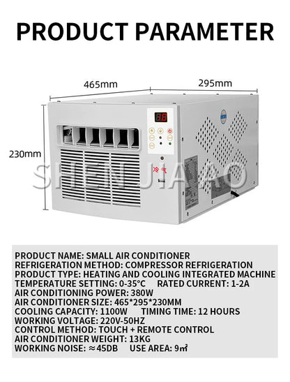 220V Mobile Small Air Conditioner 7m²Space Drainage-free Remote Control Power Saving Mini Cooling Heating Air Refrigerator 400W