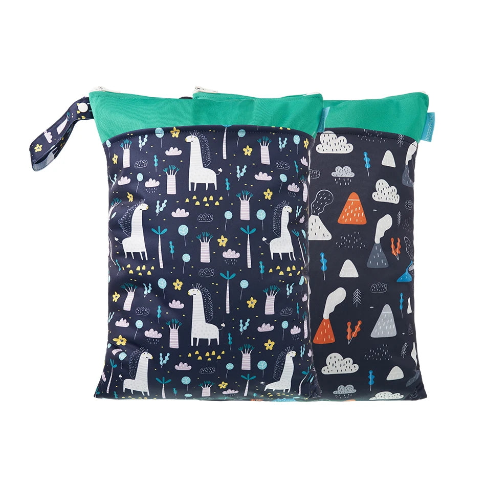 HappyFlute Baby Diaper Bags Double Zippered Wet/Dry Bag Waterproof Wet Cloth Diaper Backpack Reusable Diaper Cover WetBag