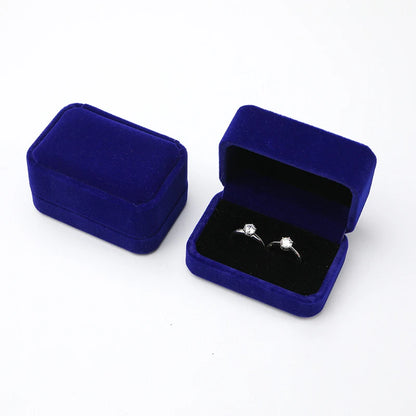 Velvet Ring Box Couple Double Ring Earrings Display Holder Case Proposal Engagement Wedding Marriage Anniversary Jewelry Packing