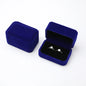 Velvet Ring Box Couple Double Ring Earrings Display Holder Case Proposal Engagement Wedding Marriage Anniversary Jewelry Packing