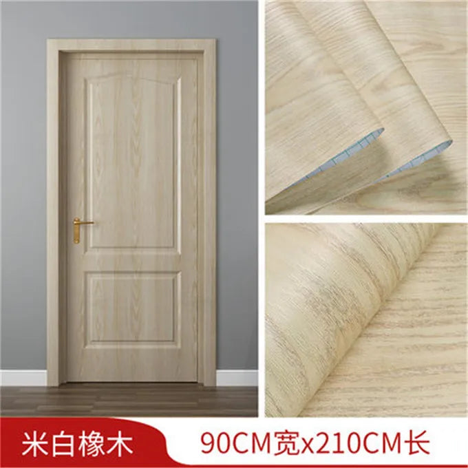 90x210cm/30X500cm Grey Wood Grain Wallpaper On The Door Adhesive  Furniture Refurbish Sticker Home Decor Wall Decal Door Sticker