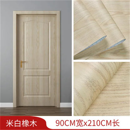 90x210cm/30X500cm Grey Wood Grain Wallpaper On The Door Adhesive  Furniture Refurbish Sticker Home Decor Wall Decal Door Sticker