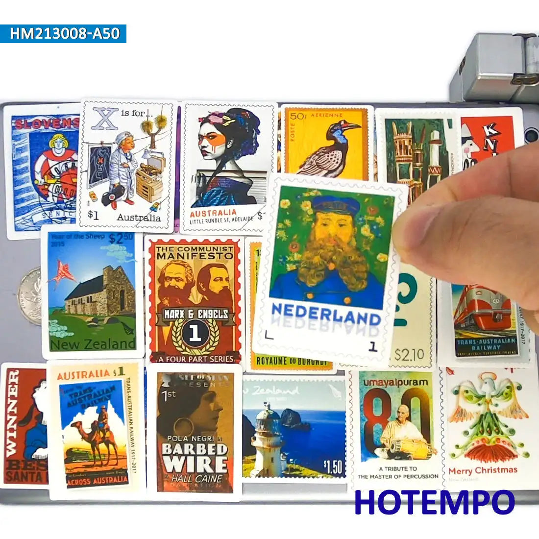 50pcs Mix National City Cultural Symbol Stamp Art Stickers for Kids Toys Phone Laptop Guitar Luggage Skateboard Bike Car Sticker