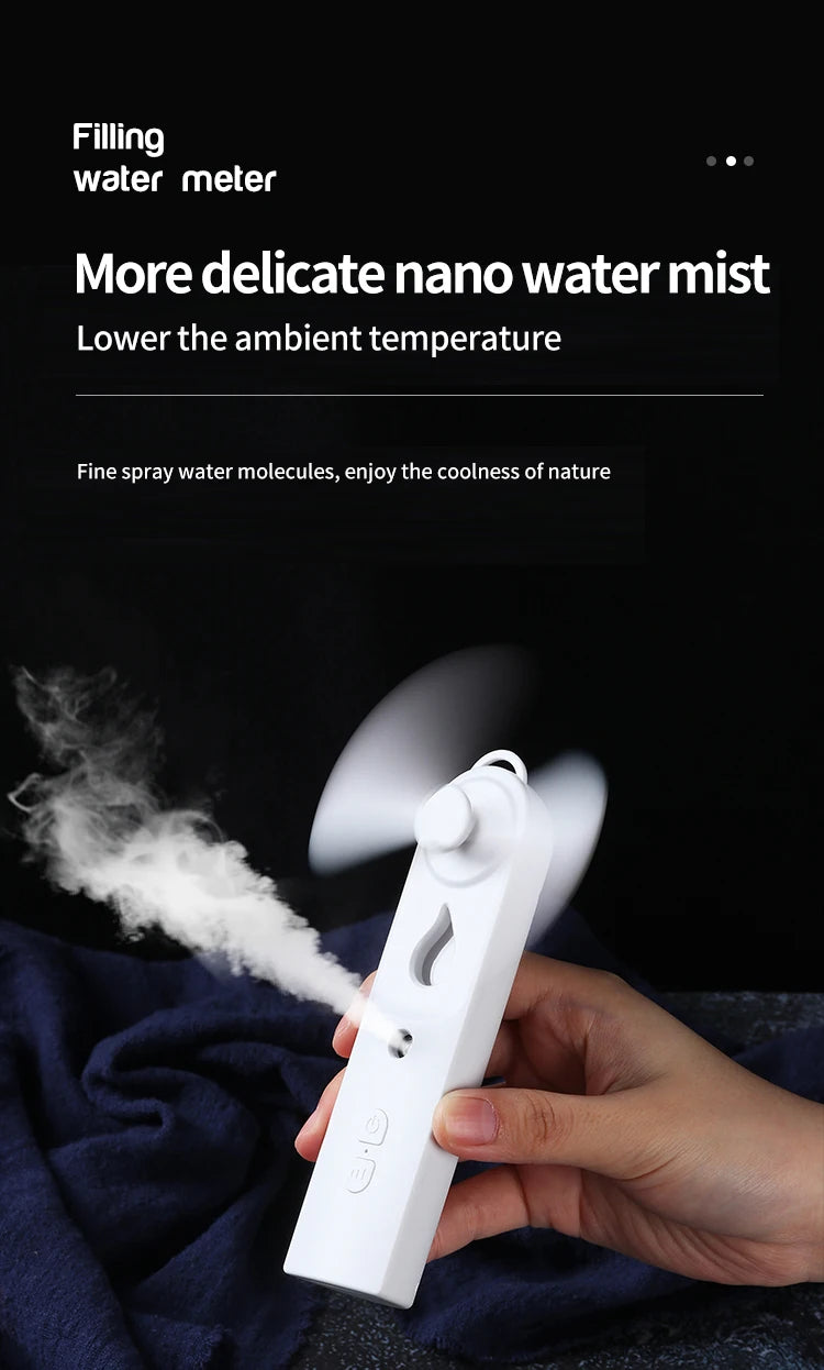 Mini Handheld Fan With Mister USB Nano Spary Diffuser Fold Air Humidifier Ventilador Portable 500Mah Battery Rechargeable Silent
