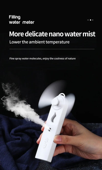 Mini Handheld Fan With Mister USB Nano Spary Diffuser Fold Air Humidifier Ventilador Portable 500Mah Battery Rechargeable Silent