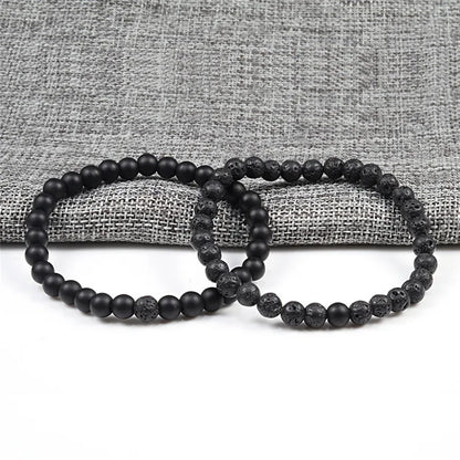 Hot Sale 2pcs/Set Couples Beaded Bracelets Tiger Eye Black Lava Natural Stone Beaded Bracelets Malachite Energy Elastic Jewelry