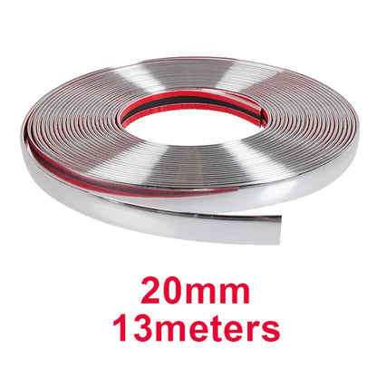 13M Silver Car Moulding Trim Strip Chrome Styling Decoration Tape Auto DIY Protective Sticker 6mm 8mm 10mm 12mm 15mm 20mm 30mm