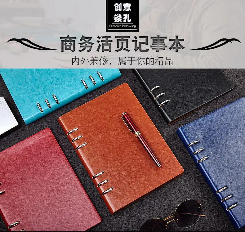 A4 A5 A6 B5 Hollow Loose-leaf Notebook, Detachable Notebook, Leather Notepad Notebook Binder Notepads Stationery