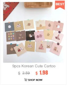 9pcs Cute Bear Birthday Double Sided Decorative Card Pink Background Journal Album Wall Sticker Photo Props Stationery Gift