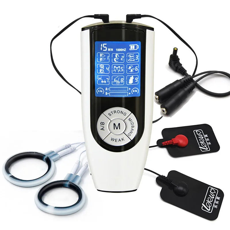 Electro Shock E-Stim Estim Kit Conductive Bands Penis Ring Extender Enlarger,Male Masturbator Cock Ring,BDSM Toys
