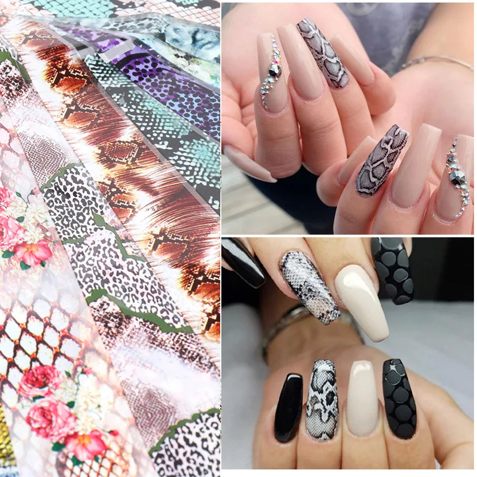 20 Rolls Halloween Nail Foils Gradient Transfer Paper Christmas Nail Art Stickers Stripe Floral Manicure Decals Nails Decoration