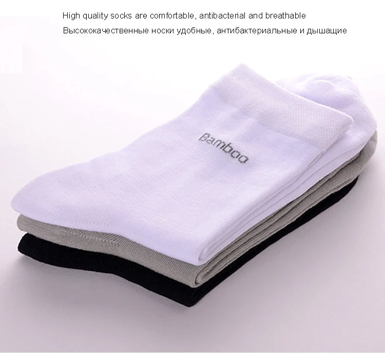 10Pairs/Lot Men Bamboo Socks Brand Comfortable Breathable Casual Business Men's Crew Socks High Quality Guarantee Sox Male Gift