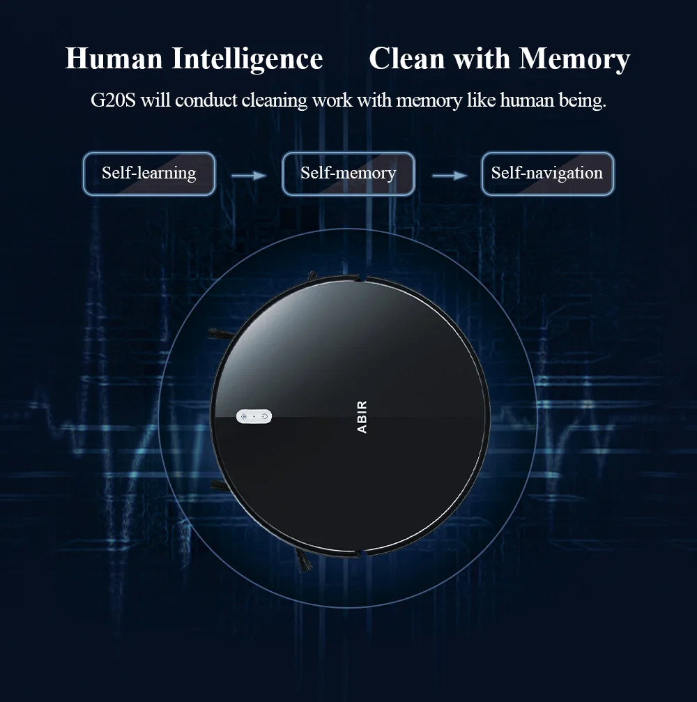 ABIR G20S Robot Vacuum Cleaner,Map Memory,6000Pa Suction,Remote Upgrade, Electric Wet Mop,WIFI APP Smart Floor Washing for Home