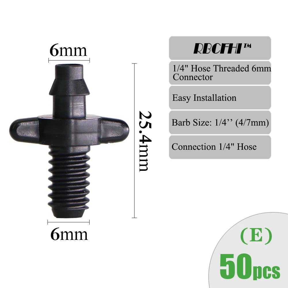 RBCFHI Garden Irrigation Connectors Barbed Single Double Tee Elbow Drip Arrow Cross Coupling Watering Fitting For 3/5 4/7mm Hose
