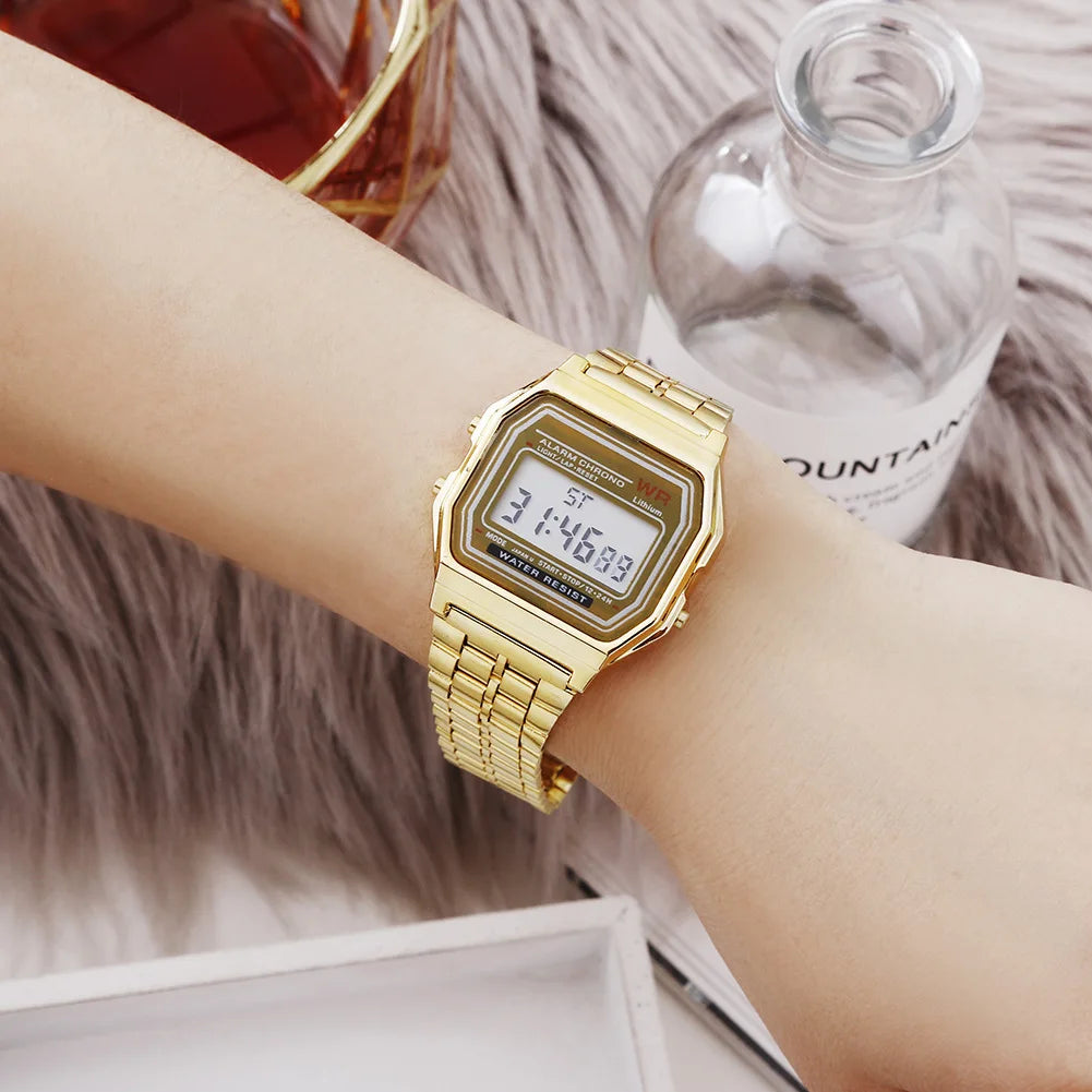 Women Men Unisex Watch Gold Silver Black Vintage LED Digital Sports Military Wristwatches Electronic Digital Present Gift Male
