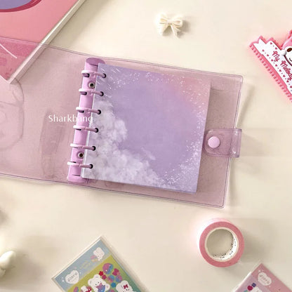 Sharkbang A7 Square Loose Leaf Diary Notebook Glitter Journals Agenda Planner PVC Binder Goo Card Book Gift Set Stationery