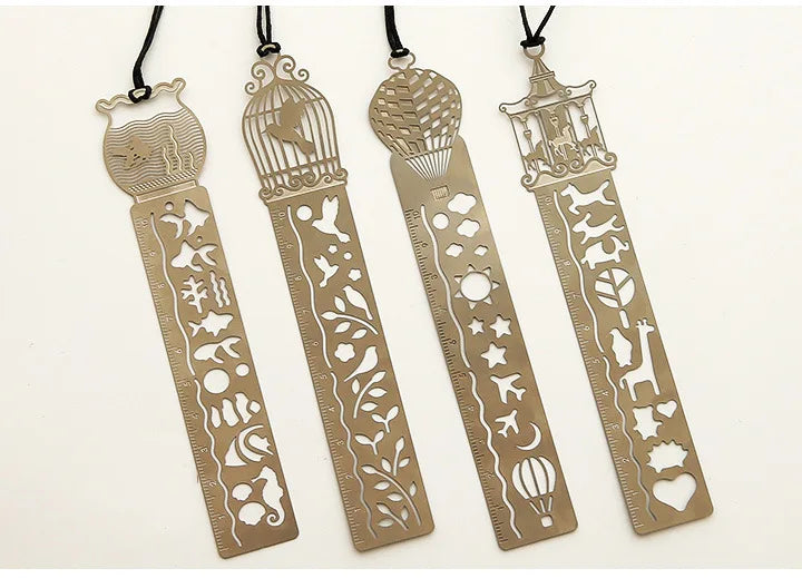 4 pcs/lot Cute Kawaii Creative Horse Birdcage Hollow Metal Bookmark Ruler For Student Gift School Supplies