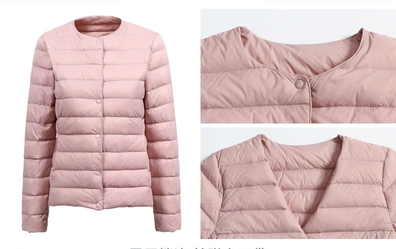 Ultra Thin Down Jacket Women Pink Womens Lightweight Down Jackets Ultra Light White Coat Warm Short Jackets Women